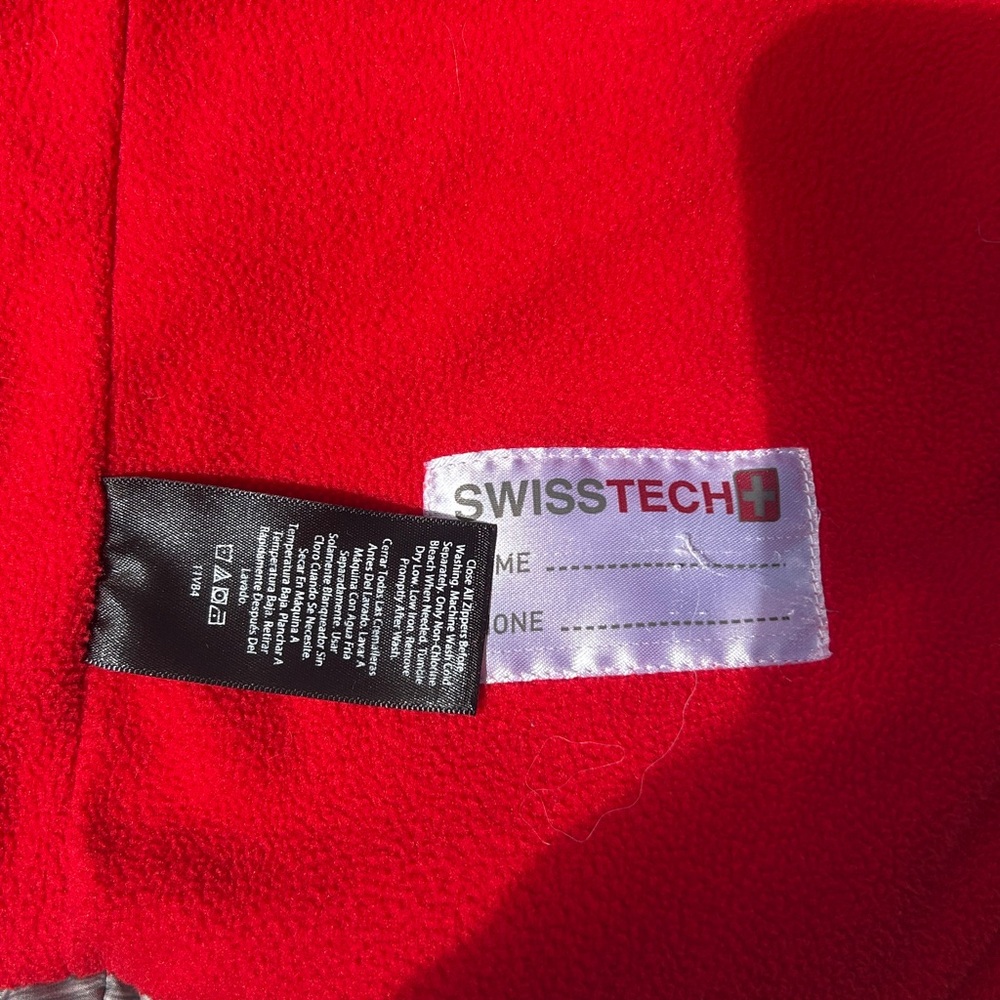 Swiss Tech Bright Red Fleece Jacket with Black Logo Patch - Picture 3 of 4
